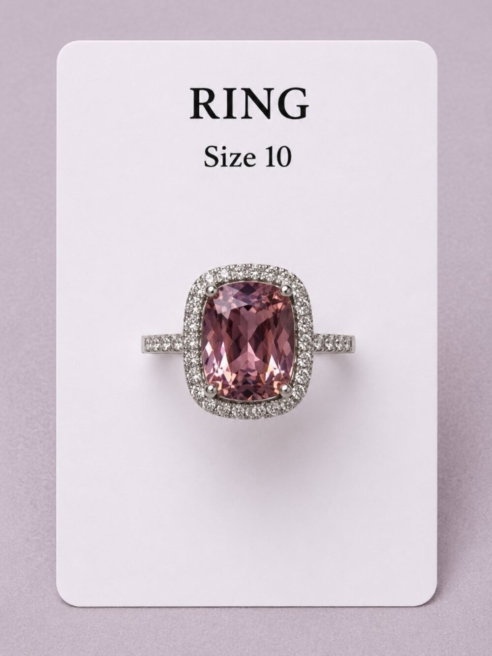 Pink Crystal Silver Ring